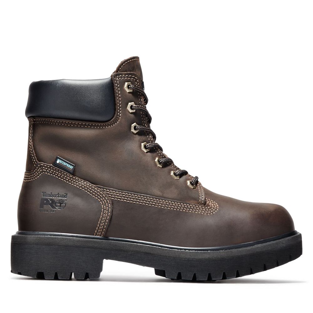 Timberland Mens Pro Boots Direct Attach 6" Steel Toe - Brown - India KR5482039